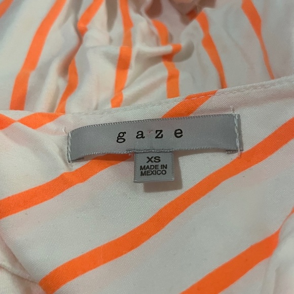 NWOT Gaze Women's Orange and White Striped Bodysuit Size XS - Picture 3 of 3